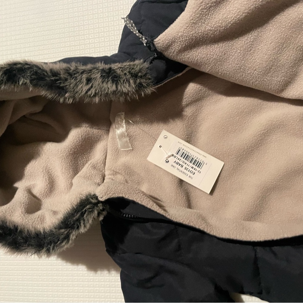 NWT essential one fleece lined infant snow bib with hood and gloves navy blue - Picture 3 of 5